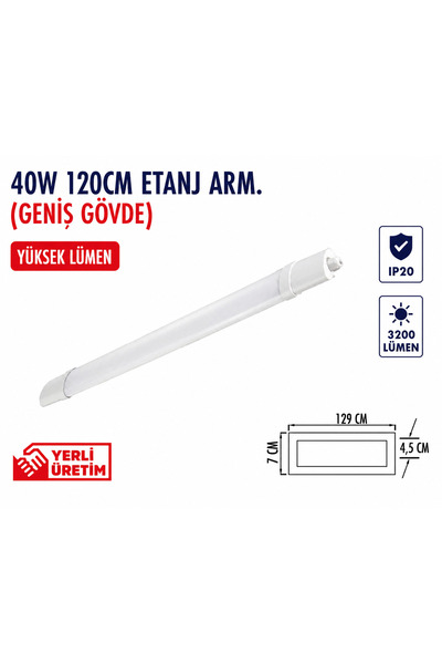 Lampist 80W 120 Cm Etanaj Yatay Bant Armatür 6500K