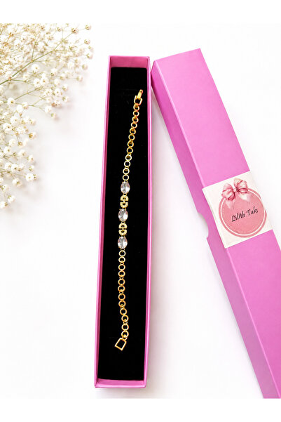 Lilith Takı Zircon Stone Detailed Gold Bracelet – Stylish and Sparkling Women...