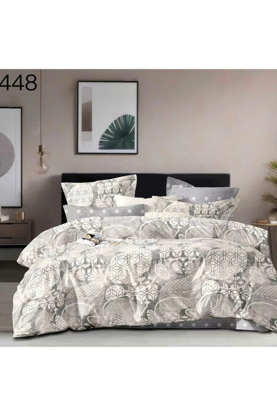 East Comfort Set de lenjerie de pat Finet 6 piese, alb cu model geometric gri...