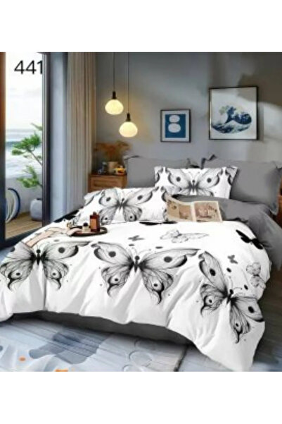 East Comfort Set de lenjerie de pat Finet 6 piese, alb cu fluturi negri mari-...