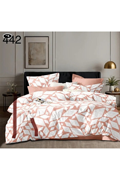 East Comfort Set de lenjerie de pat Finet 6 piese, alb cu romburi roz pal -GR442