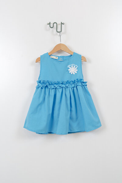 Jikko Baby Kız Çocuk Kolsuz Papatyalı Bel Fırfırlı Elbise 3721