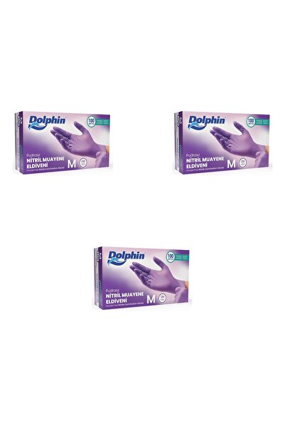 Dolphin Tek Kullanımlık Lila Nitril Eldiven - Muayne Eldiveni Medium Orta Boy...