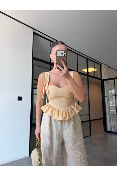 BB Bensu Buyruk BLUZĂ CORSET CU MODEL ADETAT, GALBENĂ