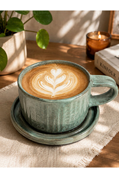 selenge seramik El Yapımı Stoneware Seramik Latte Kupası – Dokulu Kahve Kupas...