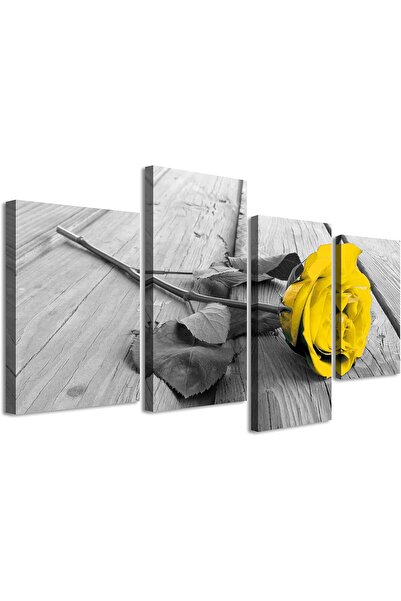 Generic Yellow Grey Rose Flower Black White Floral Canvas White Valentine's D...