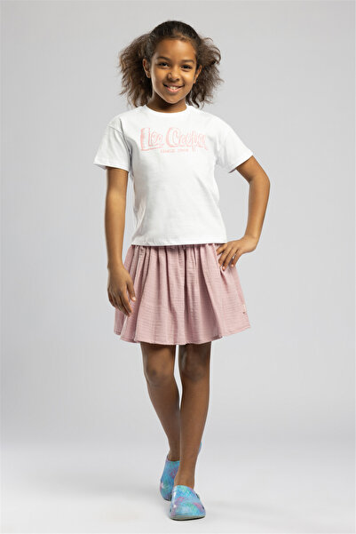 Lee Cooper Sketch Girl's Printed Crew Neck T-Shirt White