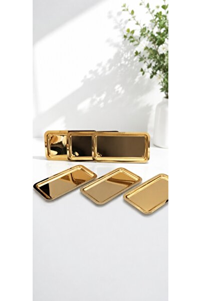 SUNVERA ÇELİK 6 ADET MİNİ GOLD BATON ÇAY KAHVE SÖZ NİŞAN SUNUM VE SERVİS TEPS...