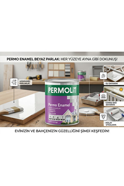 Permolit Permo Enamel Sentetik Yağlı Boya Beyaz Parlak 0.375 lt (0.5 kg)