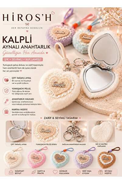HİROS'H Peluş Dokulu Mini Cep Aynası