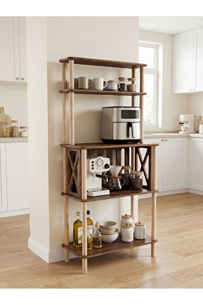 ÇMD ÇAKIR MOBİLYA DEKORASYON Cafona Ceviz Naturel 5 Raflı – CEVİZ Mdf'lam NAT...