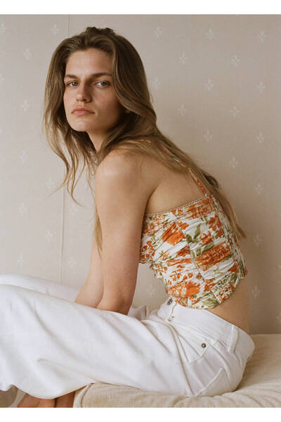 MANGO Woman Çiçekli drape bluz