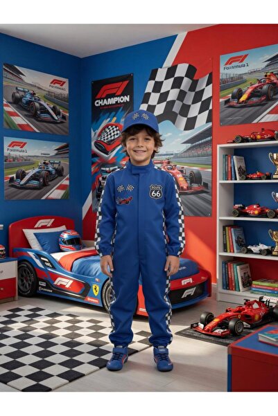 Lizsa Unisex Çocuk F1 Yarış Sürücüsü Araba Yarışcısı Formula Yarışçı Pilot Ko...