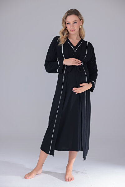 Yulem Homewear Set de 2 cămăși de noapte și halate de maternitate din bumbac ...