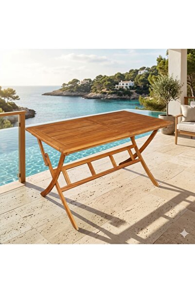 KÜSKÜ Katlanır Bahçe Masası 150x86 cm Balkon Teras Bahçe İç Dış Mekan Masa