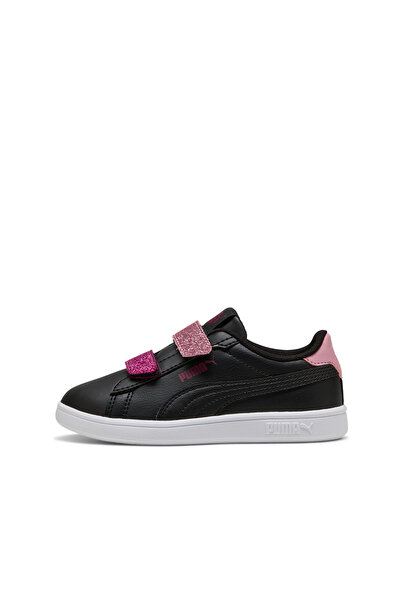 Puma حذاء رياضي أسود للفتيات من Smash 3.0 L Glitter Velcro V