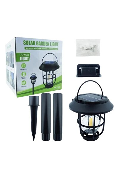 BaoBao Lampă solară LED de grădină cu țăruș, neagră, din plastic rezistent, l...