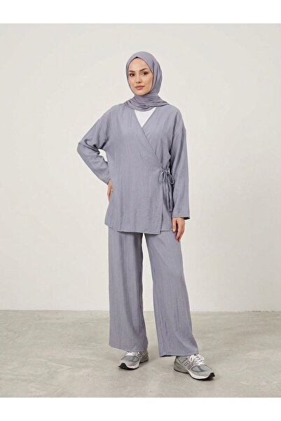 Foremia Side-Tie Strawberry Suit-Grey