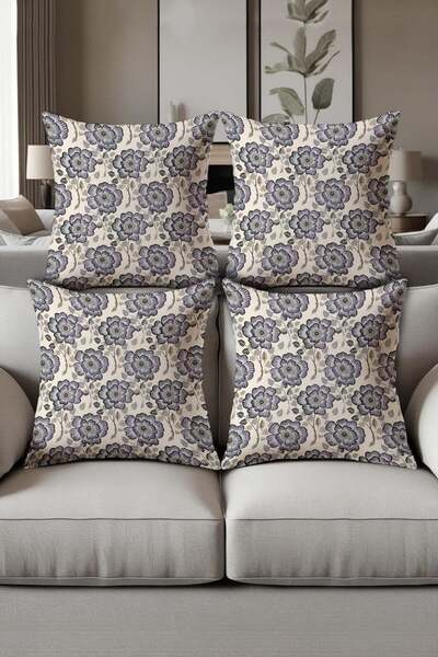 Dolce Mariee Digital Printed Soft Textured 4-Piece Throw Pillow Cover Set Krl...