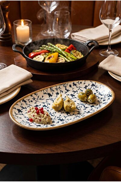 Bonna Porselen Calif Gourmet Oval Kayık Plate 19X11 cm