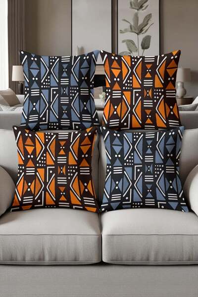 Dolce Mariee Digital Printed Soft Textured 4-Piece Throw Pillow Cover Set Krl...
