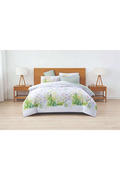 Alhabib bedding White and Green Floral Double Bedspread Suitable for 200X200C...