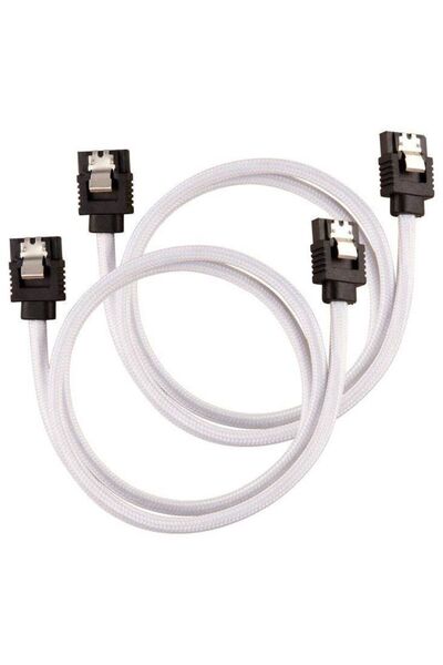 Corsair Premium Sleeved SATA-Kabel, weiƒÇ¬ü 60cm - 2er Pack
