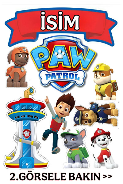 telaşe memuru İSİMLİ - PAW PATROL Yenilebilir Pasta Süsü - PAW PATROL Pasta R...