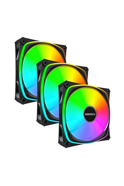 MONTECH RX120 PRO PWM Ventilator cu rotație inversă, ARGB - Pachet de 3, 120m...