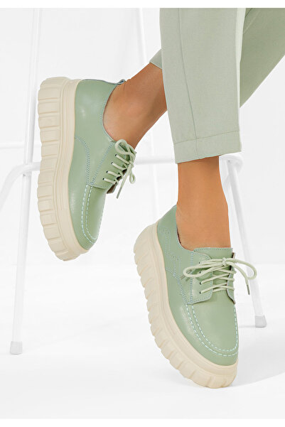 B T Shoes Camya green genuine Leather loafers
