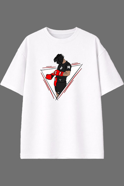 VSRN Boxer Design Front Printed White Oversize T-Shirt