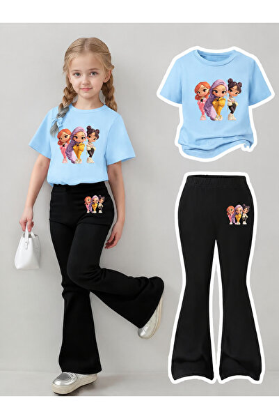 YUNAYT Set de pantaloni evazați și tricou spaniol pentru fete