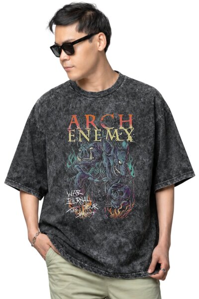 SEVBANO Arch Enemy Rock Metal Music Band Printed Unisex Oversize Vintage Wash...