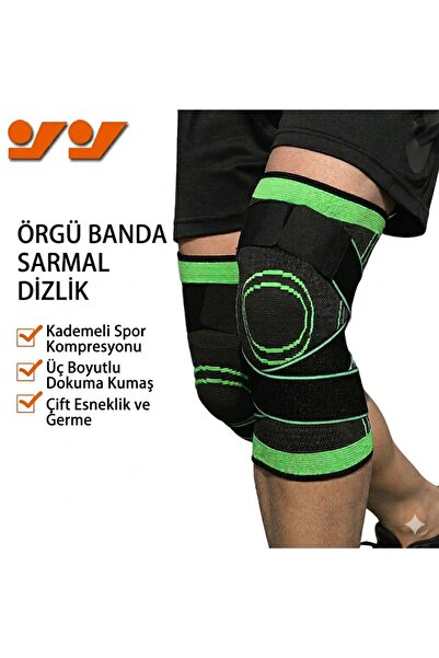 KEMOVE Siyah Profesyonel Ortopedik Dizlik - Bandajlı Çapraz Destekli Sporcu D...