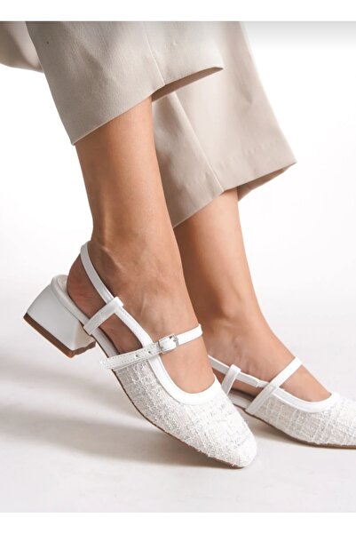 FİNTAS Ayağınıza Gelen Moda Pantofi de damă cu toc, material din tweed