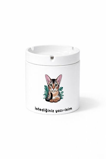 Kirbi Reklam Animal Abyssinian Cat Habesha Cat Double Sided Printed Ash Tray ...