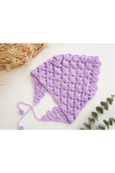 KÖK El Örgüsü Lila Bandana – Bohem Yazlık Saç Aksesuarı