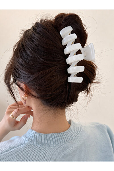 Markiz Takı White Clamshell Zigzag Buckle Model 13 cm 1 Piece