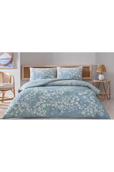 Taç Double Cotton Duvet Cover Set Santa Blue
