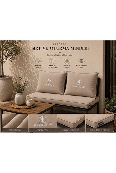 precious Takım Oturma Grubu Size Özel Nakış ve Renk 120x50x5 Oturma Minderi 6...