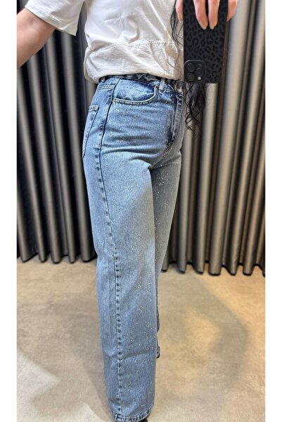 Nisam Wide Leg Stoned Palazzo Jean Trousers