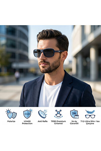 EXELİNE Col 107 New Series Polarized Men's Sunglasses-Unbreakable Frame-Polar...
