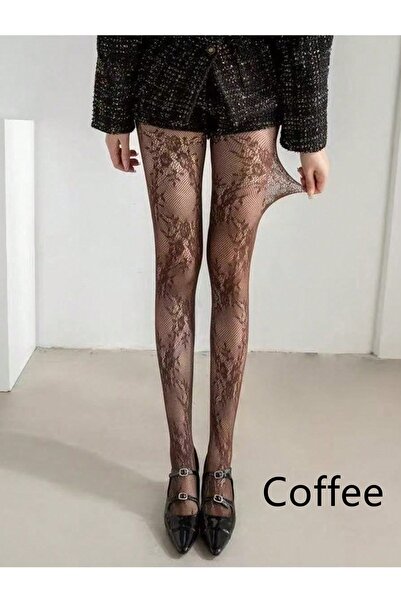 Bernato Coffee Elegance Chiloți din plasă cu model floral, Chiloți elastici p...