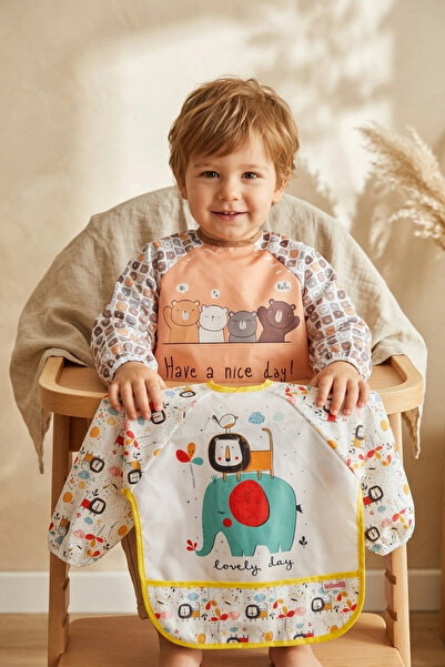 Babydonat Tinyjoy Set of 2 Liquid-Proof Long Sleeve Bibs - Blw Compatible Sta...
