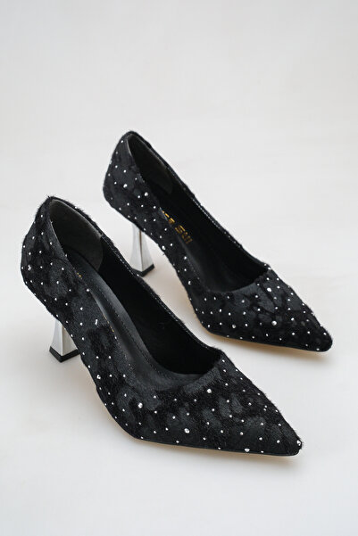 SENASTİL 060 Women's Vivid Leopard Pattern Stoned Pointed Toe Silver Metallic...