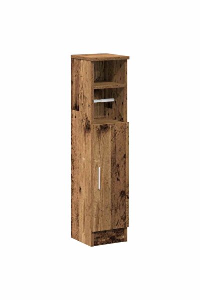 vidaxl Bathroom cabinet with roller stand, old wood, 20.5x22x90 cm