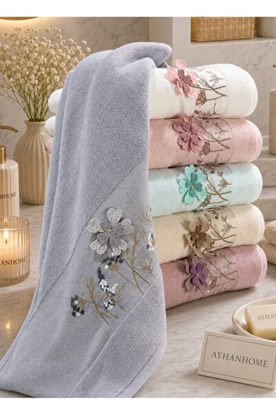 AYHANHOME 3D Embroidered Floral Embroidery Colorful 6 Piece 50X90 Hand Face T...