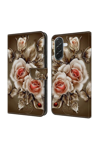 sscase Colored Drawing Θήκη Πορτοφόλι Brown Rose (Samsung Galaxy A57 5G)