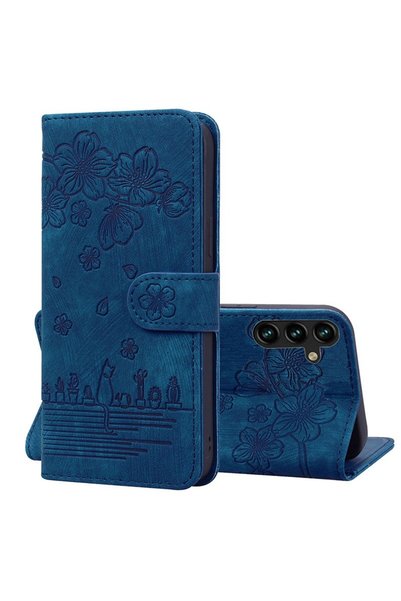 sscase Cherry Blossom Cat Θήκη Πορτοφόλι Blue (Samsung Galaxy A15 4G / 5G)