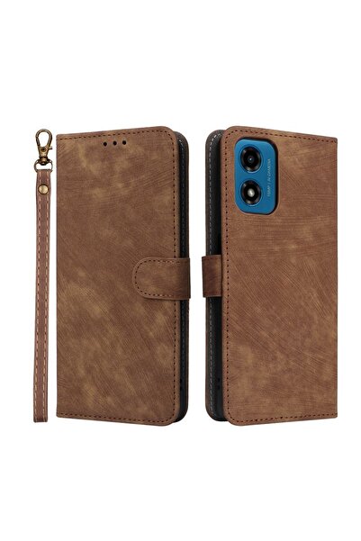 sscase Brush Magnetic Θήκη Πορτοφόλι Brown (Motorola Moto G24 / G04)